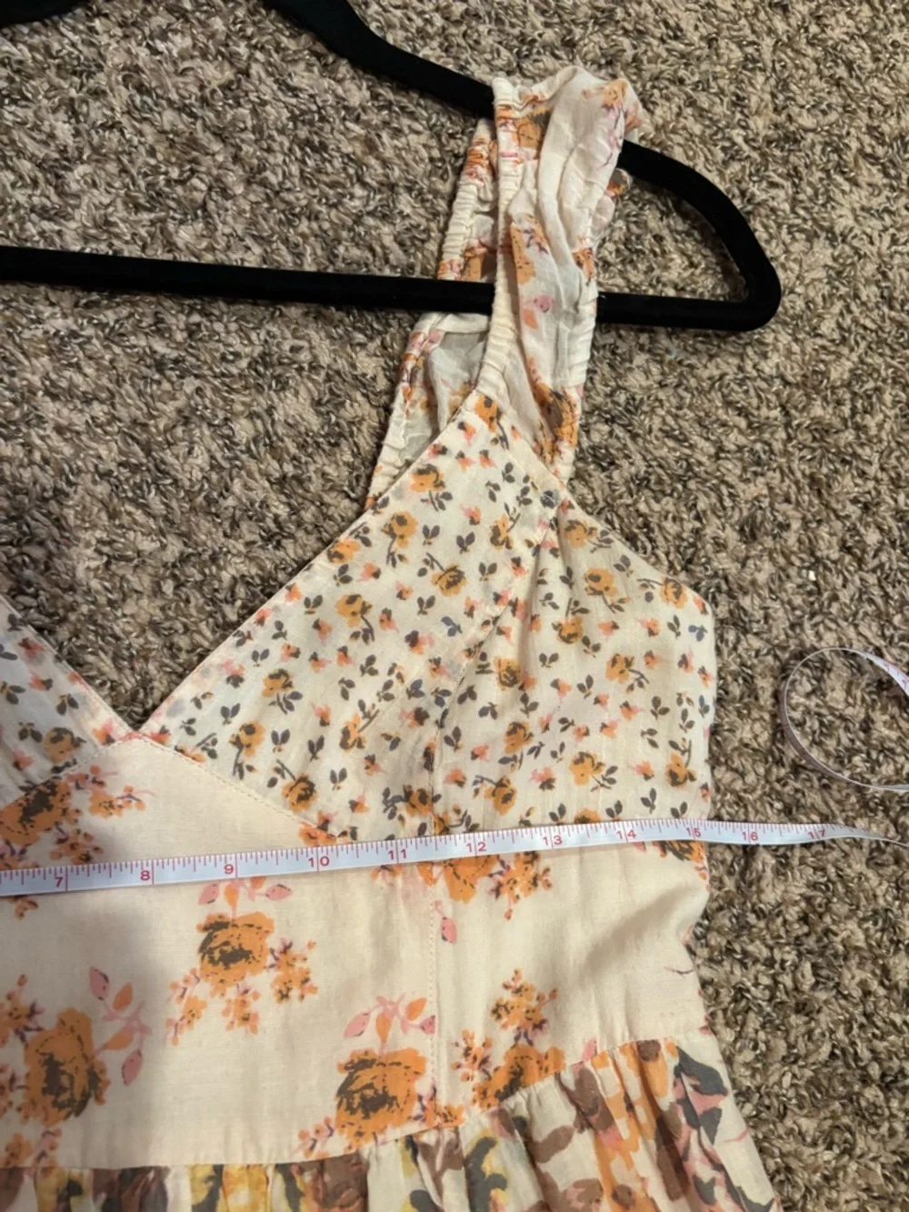 Free People Cream Maxi Dress with Orange, Brown and Yellow Floral Print - Picture 12 of 16